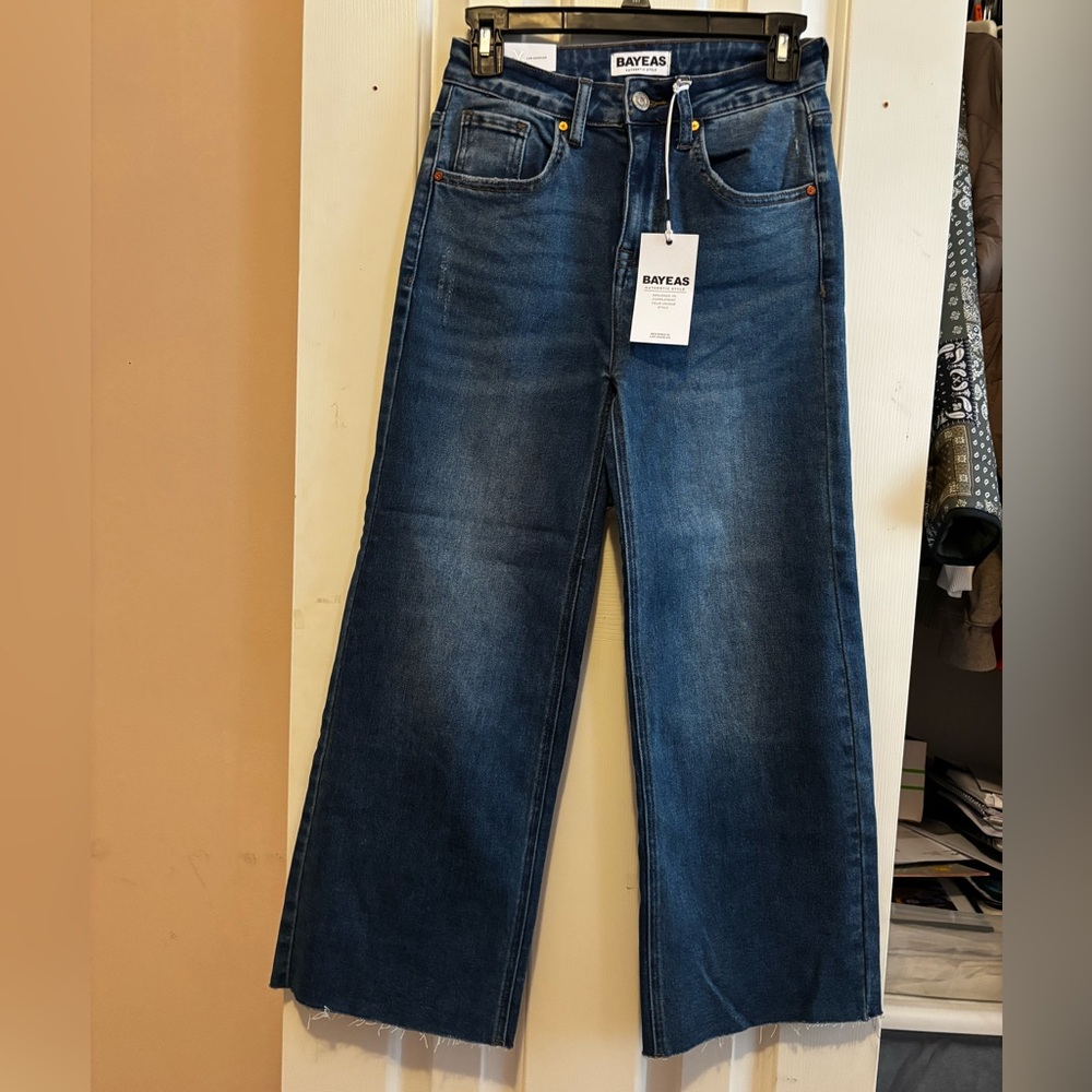 Bayeas Women's Wide Leg Ankle Indigo Jeans
